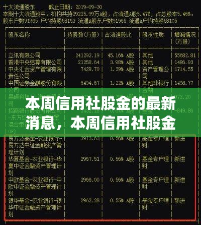 本周信用社股金動(dòng)態(tài)解析與觀點(diǎn)闡述，最新消息深度探討