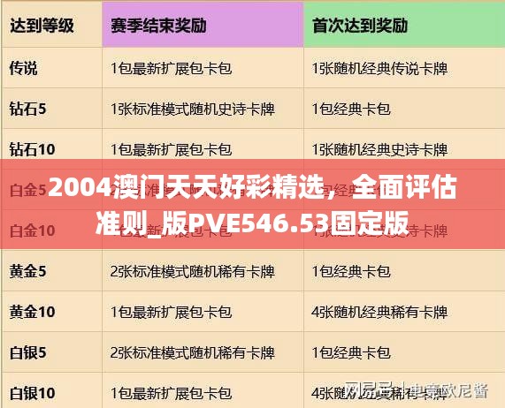 2004澳門天天好彩精選，全面評估準則_版PVE546.53固定版