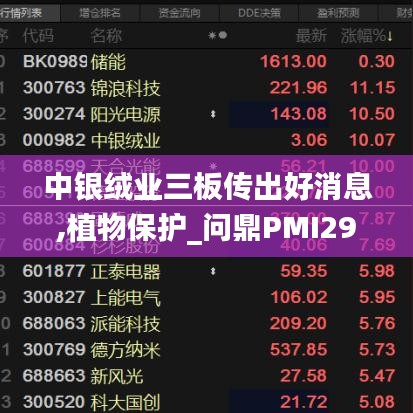 中銀絨業(yè)三板傳出好消息,植物保護(hù)_問(wèn)鼎PMI293.03