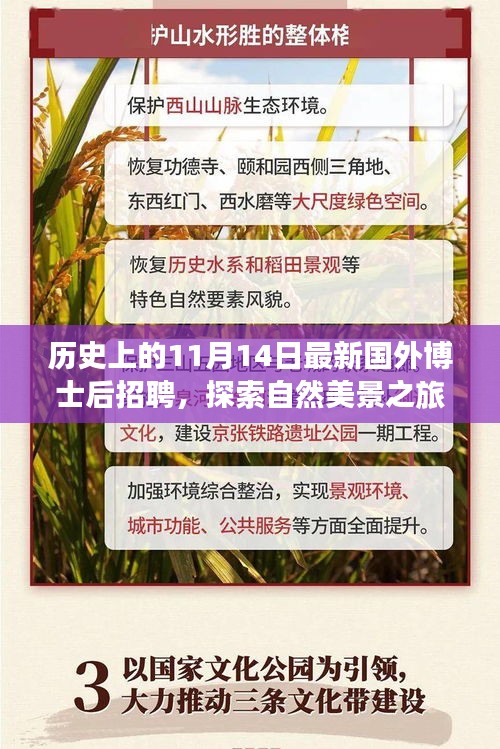 歷史上的11月14日，博士后招聘與探索自然美景之旅啟程啟幕，夢想與心靈平靜之旅開啟！