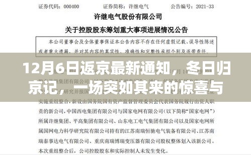 冬日歸京驚喜，最新返京通知下的暖心重逢，十二月六日啟程回家路