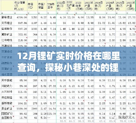 探秘小巷深處的鋰礦寶藏，十二月實時價格一網(wǎng)打盡！