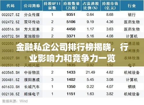 金融私企公司排行榜揭曉，行業(yè)影響力和競(jìng)爭(zhēng)力一覽