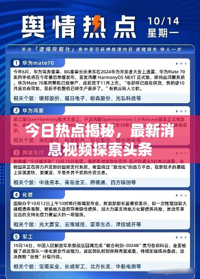 今日熱點(diǎn)揭秘，最新消息視頻探索頭條