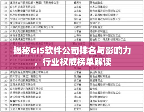 揭秘GIS軟件公司排名與影響力，行業(yè)權(quán)威榜單解讀