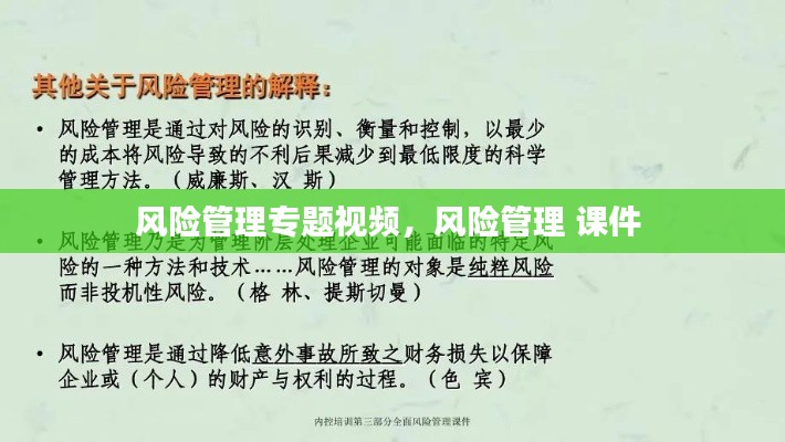 風險管理專題視頻，風險管理 課件 