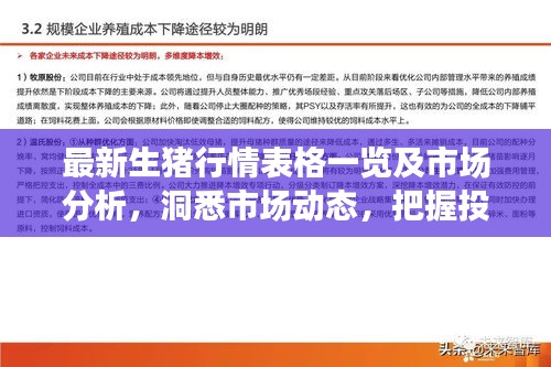 最新生豬行情表格一覽及市場(chǎng)分析，洞悉市場(chǎng)動(dòng)態(tài)，把握投資機(jī)會(huì)！